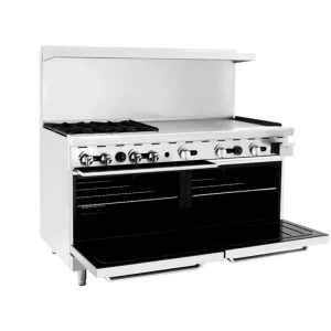 AGR-4B36GR — Atosa 60″ Gas Range with Four (4) Open Burners & 36″ Griddle