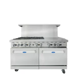AGR-6B24GR — Atosa 60″ Gas Range with Six (6) Open Burners & 24″ Griddle