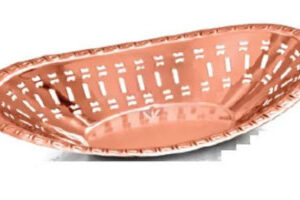 Copper Bread Basket Oval Perforated