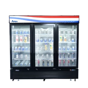 MCF8724GR — Atosa Black Cabinet Three (3) Glass Door Merchandiser Cooler