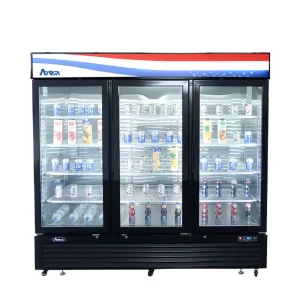 MCF8728GR — Atosa Black Cabinet Three (3) Glass Door Merchandiser Freezer