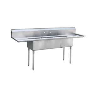 MRSA-3-D — 18″ Three Compartment Sink with Left and Right Drain Boards