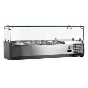 OMCAN 47″ Refrigerated Topping Rail with Glass Guard