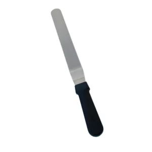 Stainless Steel Offset Baking / Icing Spatula with 6 1/2″ x 1 5/16″ blade and Black Plastic Handle